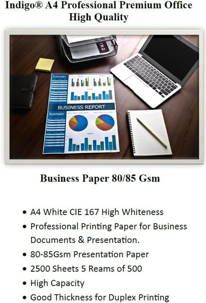 A4 White Premium Printing and Copying Paper 80gsm - Business Paper - Premium Professional Office Paper - 500 Sheets